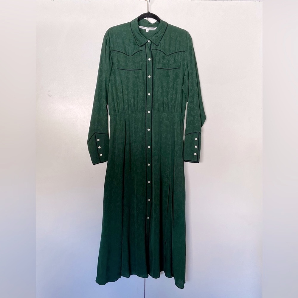 Veronica Beard Spur Western Silk Dress in Green, Size 10 - Picture 6 of 10